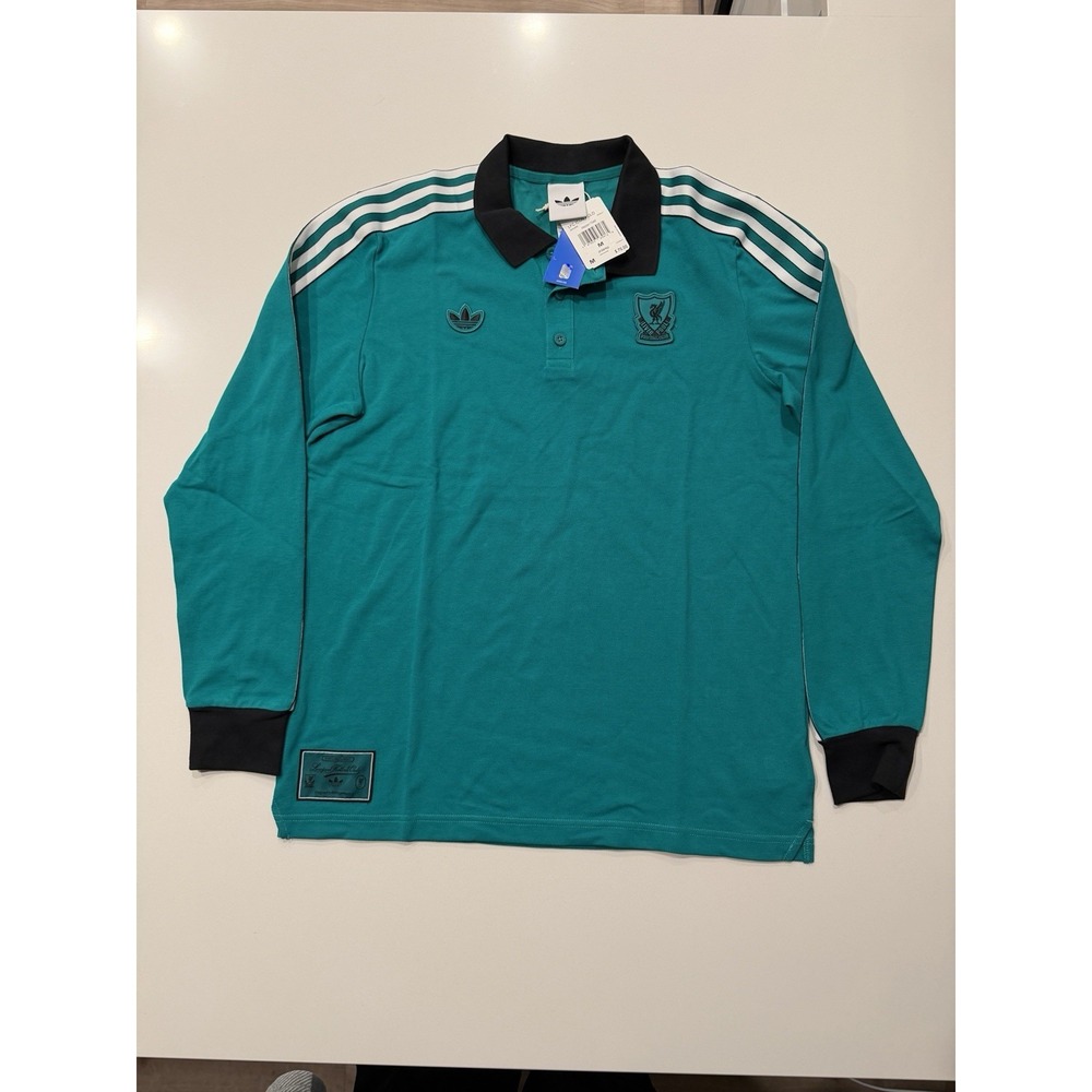 Adidas Liverpool FC Icon Polo Shirt Sea Green JW5471 Mens Medium NWT
